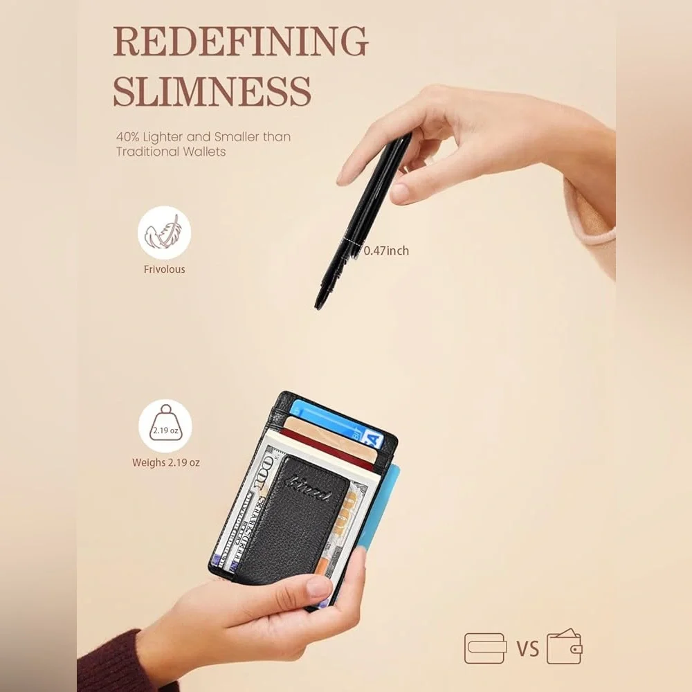 kinzd Money Clip, Front Pocket Wallet, Leather RFID Blocking thin Wallet - Picture 6 of 11